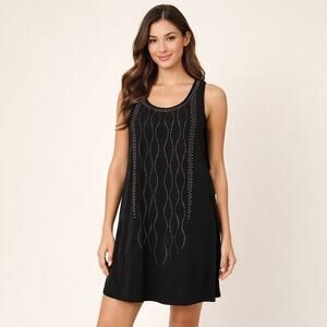 Fifteen Twenty NWT Double Layer Black Tank Dress with Studs Size S $244 MSRP